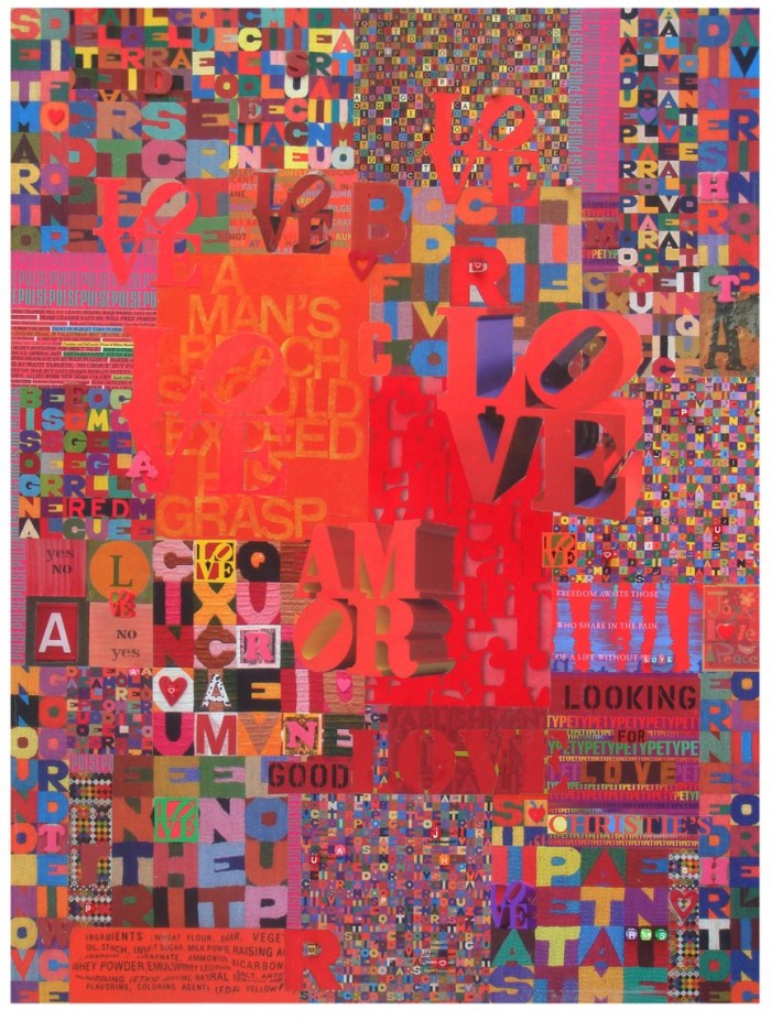 Robert Swedroe, Love Letters Red (2008), Mixed Media on Board, 24" x 32"