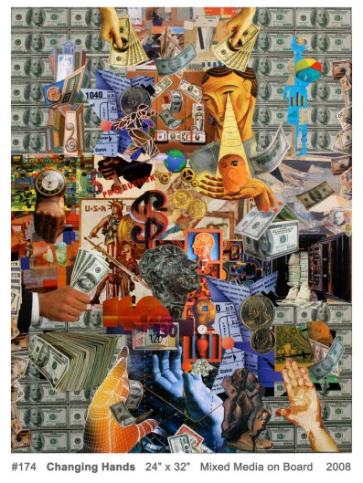 Robert Swedroe, Changing Hands (2008), Mixed Media on Board, 24" x 32"