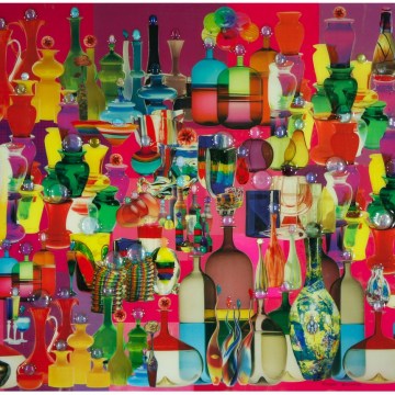 Robert Swedroe, Bottled Up (2008), Mixed Media on Board, 23" x 24"