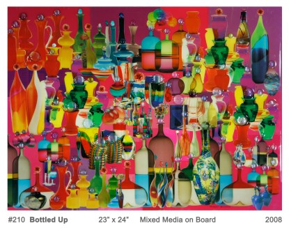Robert Swedroe, Bottled Up (2008), Mixed Media on Board, 23" x 24"