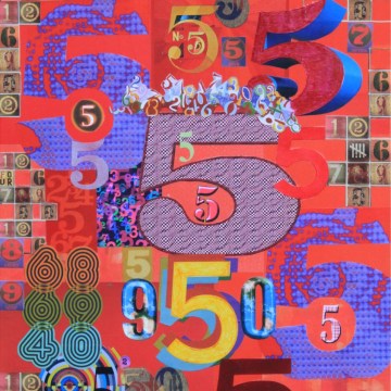 Robert Swedroe, Five (2009), Mixed Media on Board, 24" x 32"