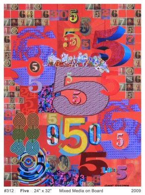 Robert Swedroe, Five (2009), Mixed Media on Board, 24" x 32"