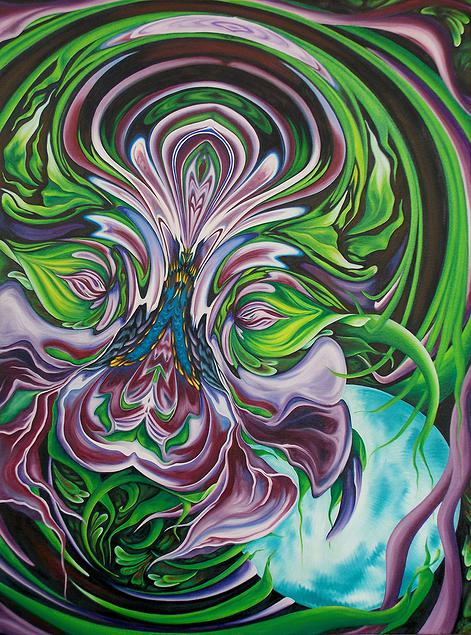 Evie Zimmer, Bloom, Oil on Canvas 40" x 30", 2014