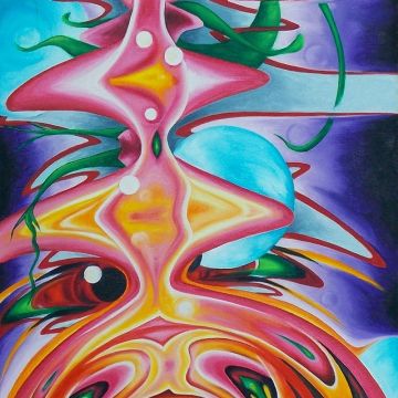Evie Zimmer, Citric Acid (2014), Oil on Canvas, 12" x 36" x 1.5"
