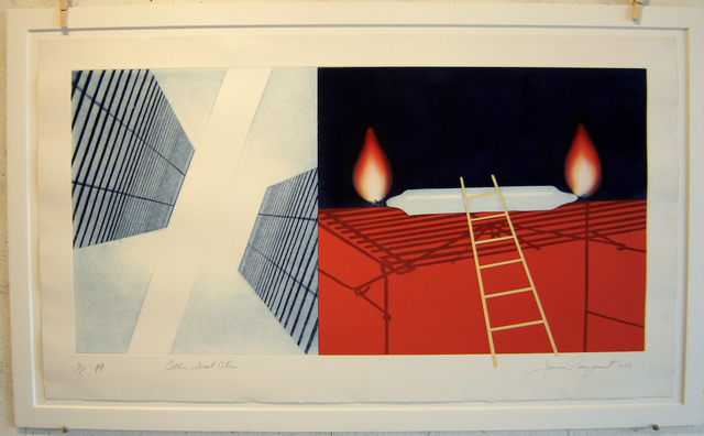James Rosenquist, Other Great Cities (1978), etching, aquatint and screenprint with pochoir in colors and graphite additions on Pescia Italia, 23" x 40"