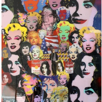 Robert Swedroe, Taylor & Marylin Monroe. That's America (2014), Mixed Media on Board, 24" x 32"