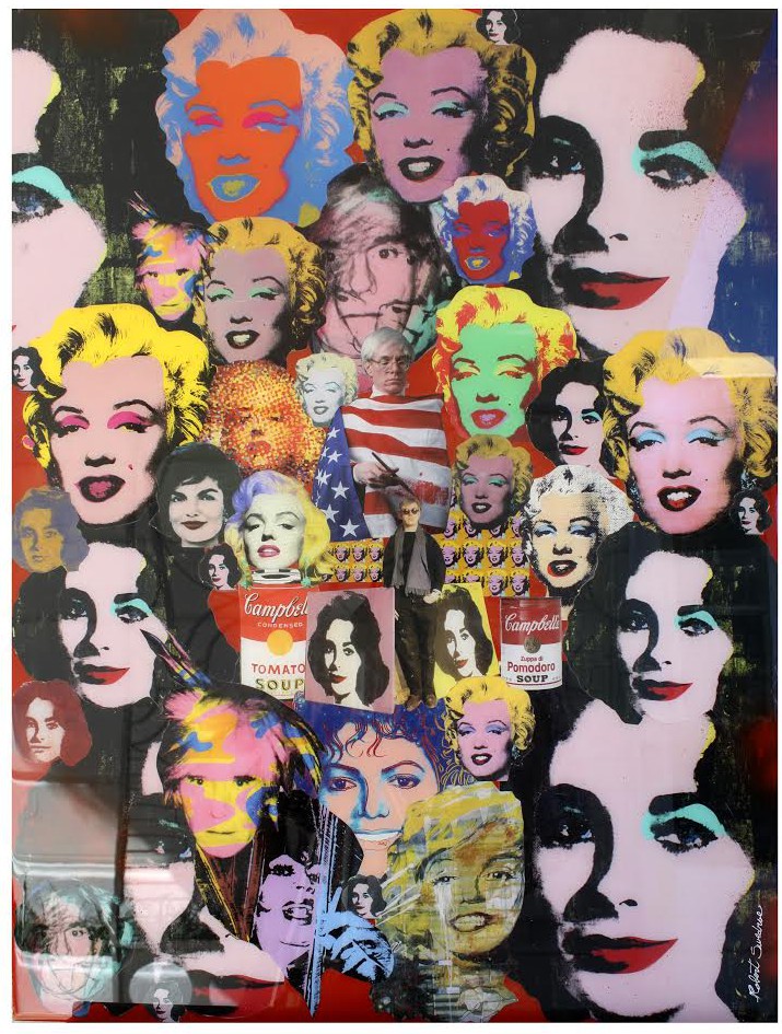 Robert Swedroe, Taylor & Marylin Monroe. That's America (2014), Mixed Media on Board, 24" x 32"