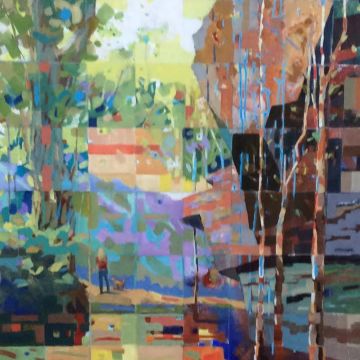 Anne Mitro Hiking (2015), Acrylic on Canvas, 30" x 40", 76.2 x 101.6 cm