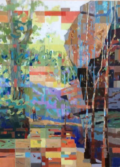 Anne Mitro Hiking (2015), Acrylic on Canvas, 30" x 40", 76.2 x 101.6 cm